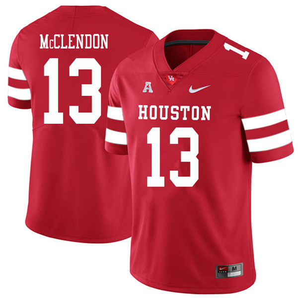 2018 Men #13 Mason McClendon Houston Cougars College Football Jerseys Sale-Red - Click Image to Close
